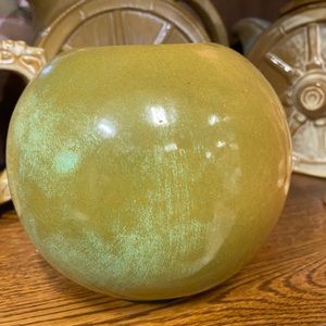Frankoma footed ball vase prairie green ADA Clay #55.
